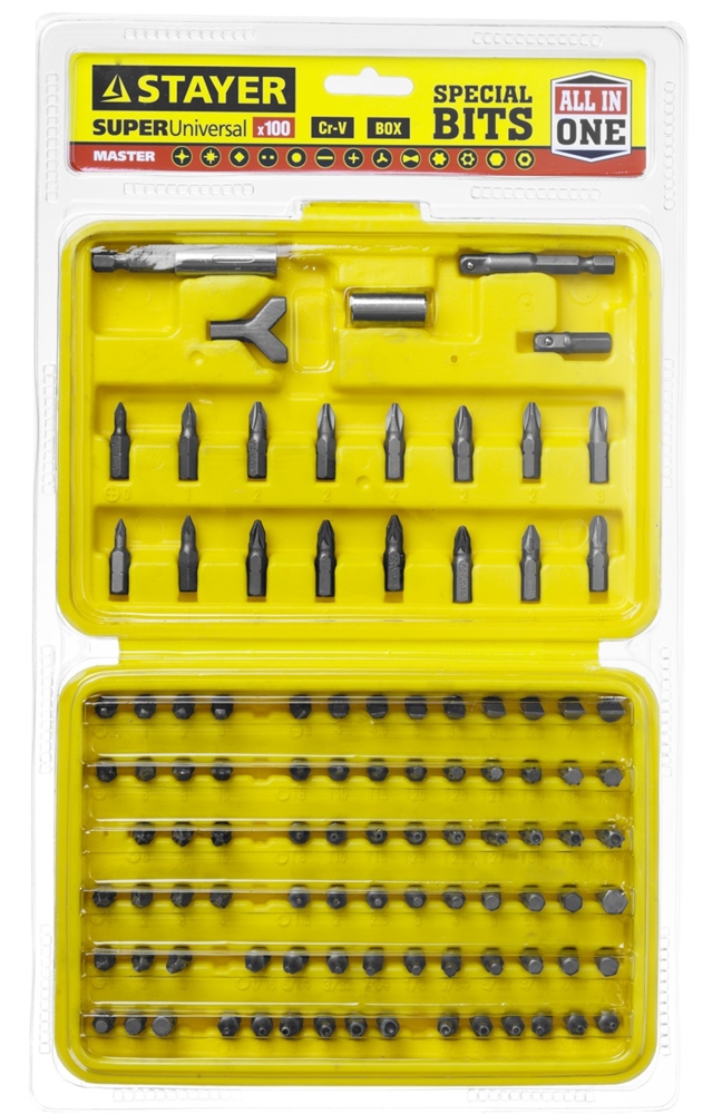 STAYER  Super Universal, 100 шт, набор бит (2604-H100) 2604-H100