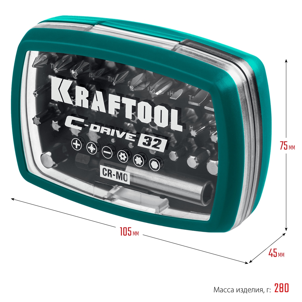 KRAFTOOL  C-Drive 32, 32шт, набор многофункциональных бит (26067-H32) 26067-H32