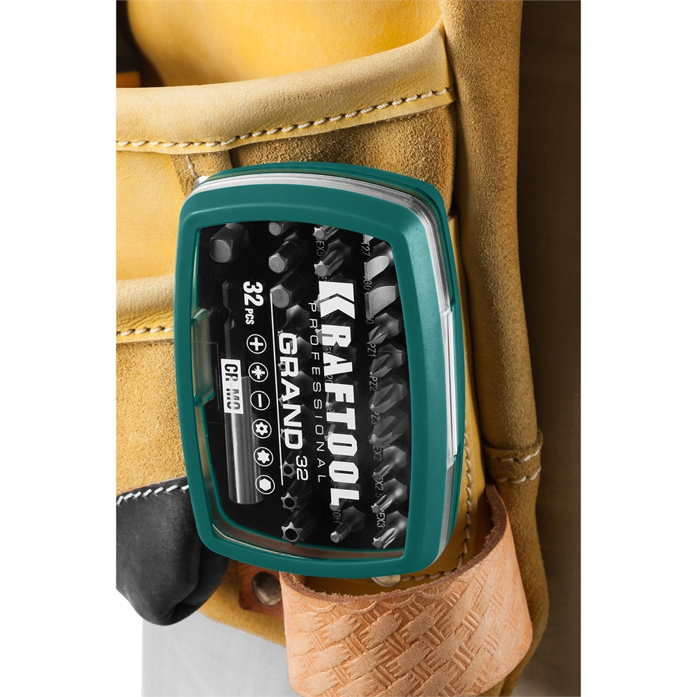 KRAFTOOL  Grand-32, с магнитным адаптером 32 шт, набор бит (26083-H32) 26083-H32