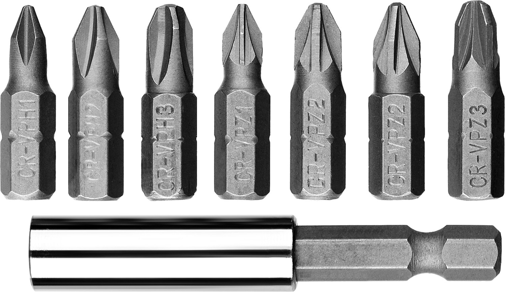 ЗУБР  MX-8, 8 шт, набор бит с адаптером (26089-H8) 26089-H8
