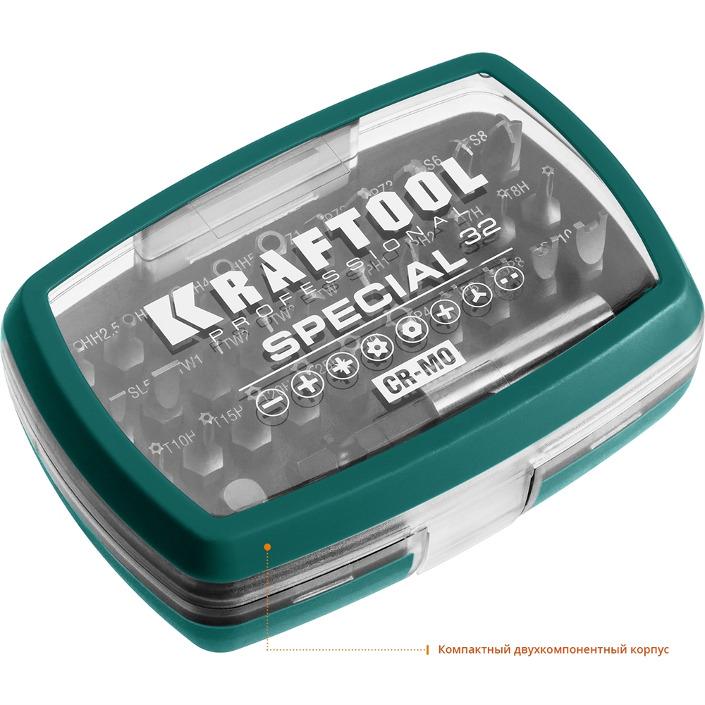 KRAFTOOL  Special-32, с адаптером 32 шт, набор специальных бит (2610-H32) 2610-H32