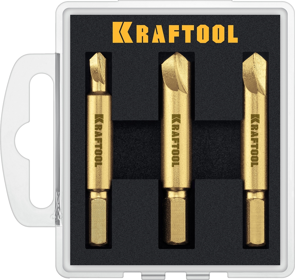 KRAFTOOL  3 шт, набор экстракторов поврежденного крепежа (26770-H3) 26770-H3