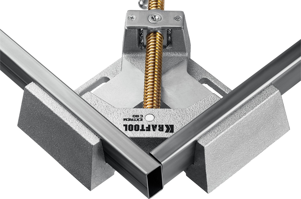 KRAFTOOL  Extrem C90, глубина зажима 90 мм, экстрамощная стальная угловая струбцина для сварочных работ (32201) 32201