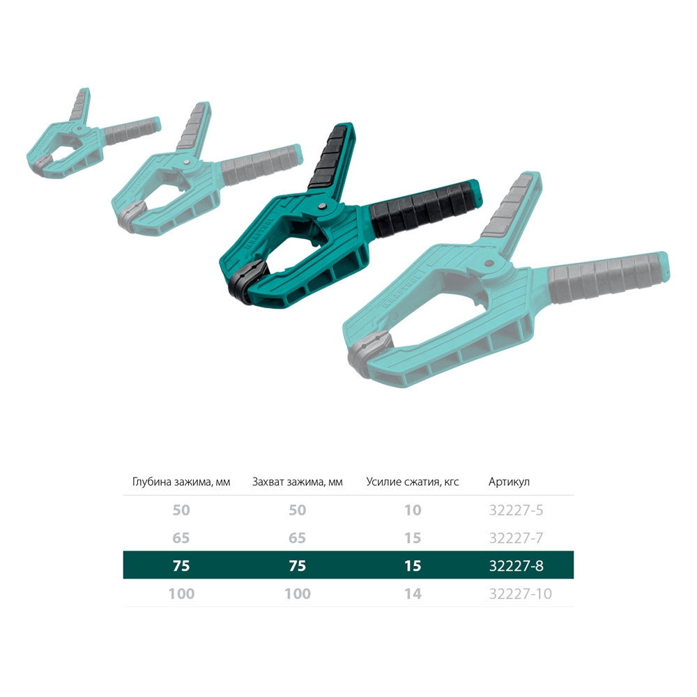 KRAFTOOL  SC-8, 75 х 75 мм, пружинная струбцина (32227-8) 32227-8