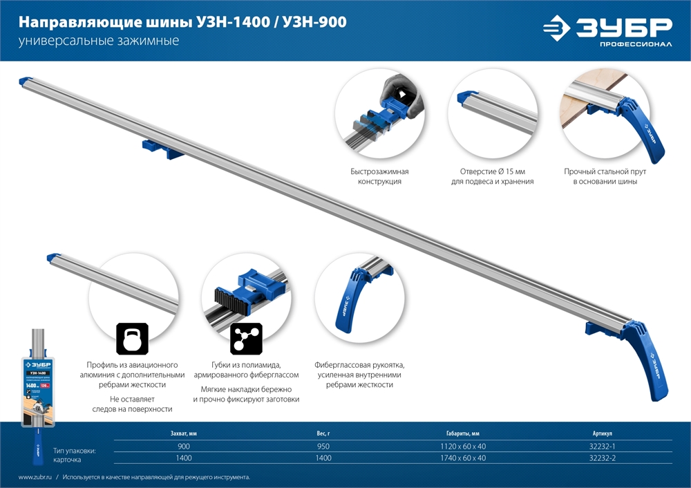 ЗУБР  УЗН-90, 900 мм, направляющая шина, Профессионал (32232-1) 32232-1
