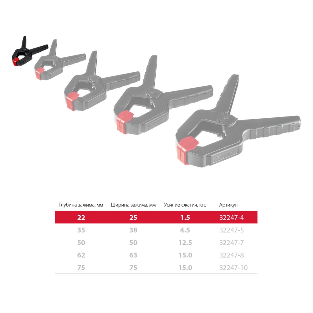 ЗУБР  МЗ-40, 38 х 38 мм, пружинный зажим (32247-4) 32247-4