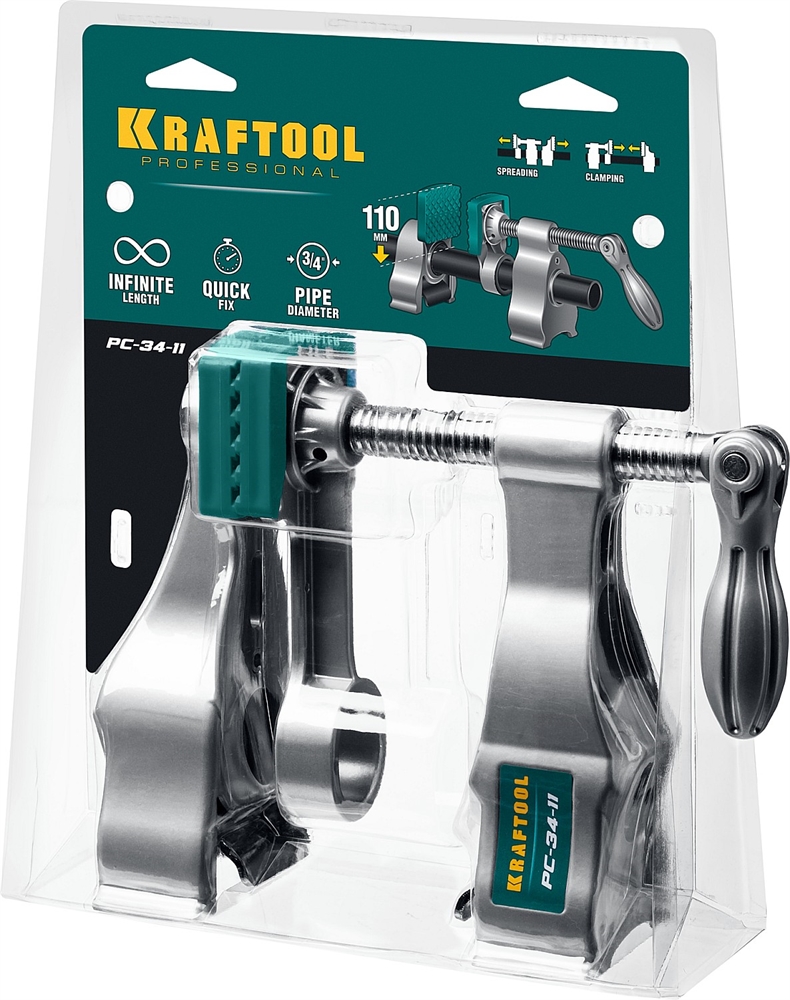 KRAFTOOL  PC-34-11, 3/4″, трубная струбцина (32301-2) 32301-2