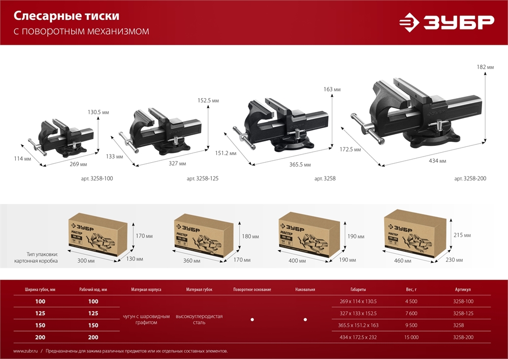 ЗУБР  125 мм, слесарные тиски (3258-125) 3258-125_z02