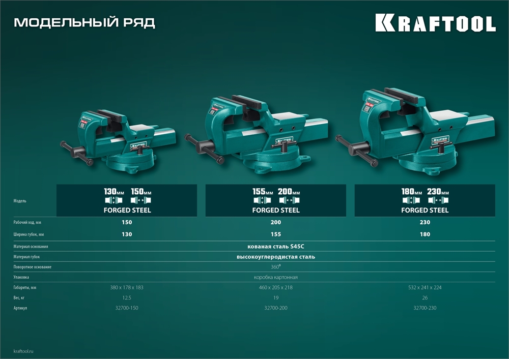 KRAFTOOL  Forge-155/200, с регулировкой компенсации люфта, кованые стальные тиски (32700-200) 32700-200