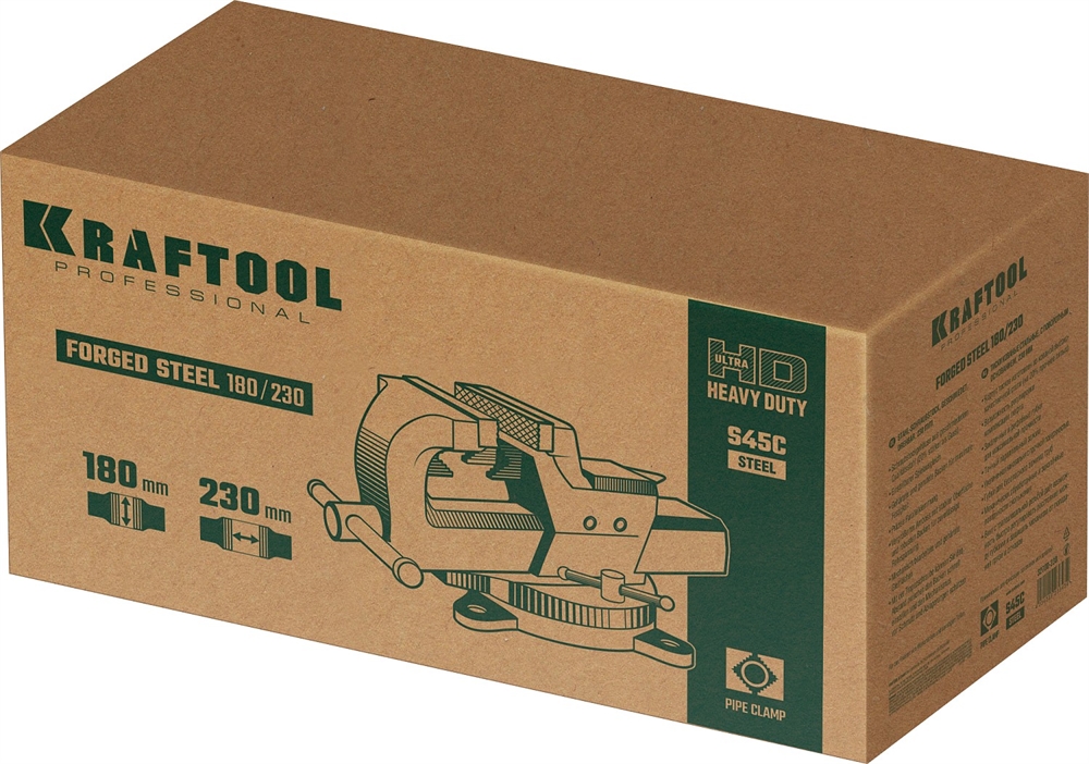 KRAFTOOL  Forge-180/230, с регулировкой компенсации люфта, кованые стальные тиски (32700-230) 32700-230