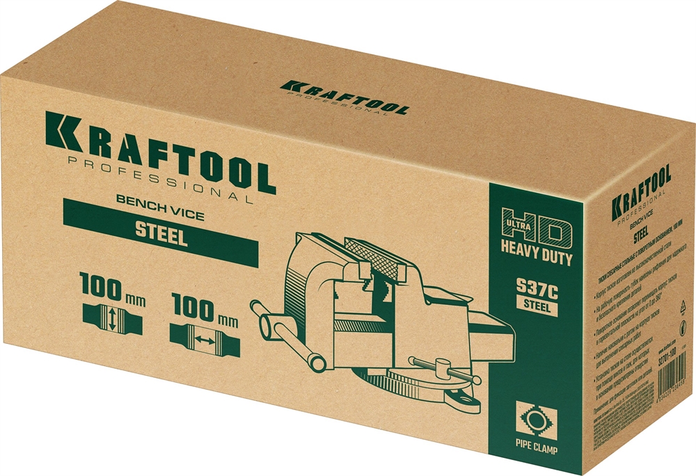 KRAFTOOL  Steel, 100 мм, стальные слесарные тиски (32701-100) 32701-100