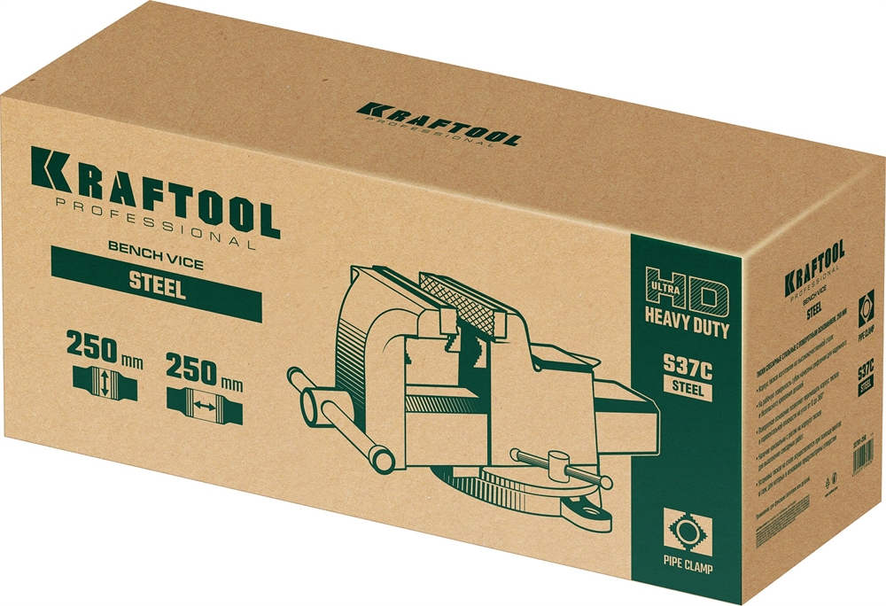 KRAFTOOL  Steel, 250 мм, стальные слесарные тиски (32701-250) 32701-250