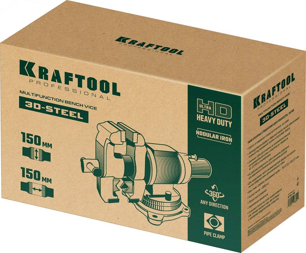KRAFTOOL  3D-Steel, 150 мм, слесарные тиски (32704-150) 32704-150