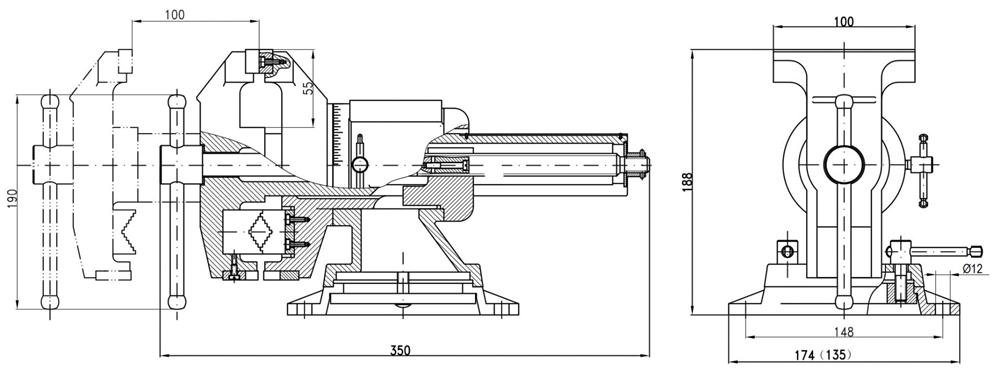 ЗУБР  ЭКСПЕРТ-3D, 100 мм, многофункциональные слесарные тиски (32712-100) 32712-100