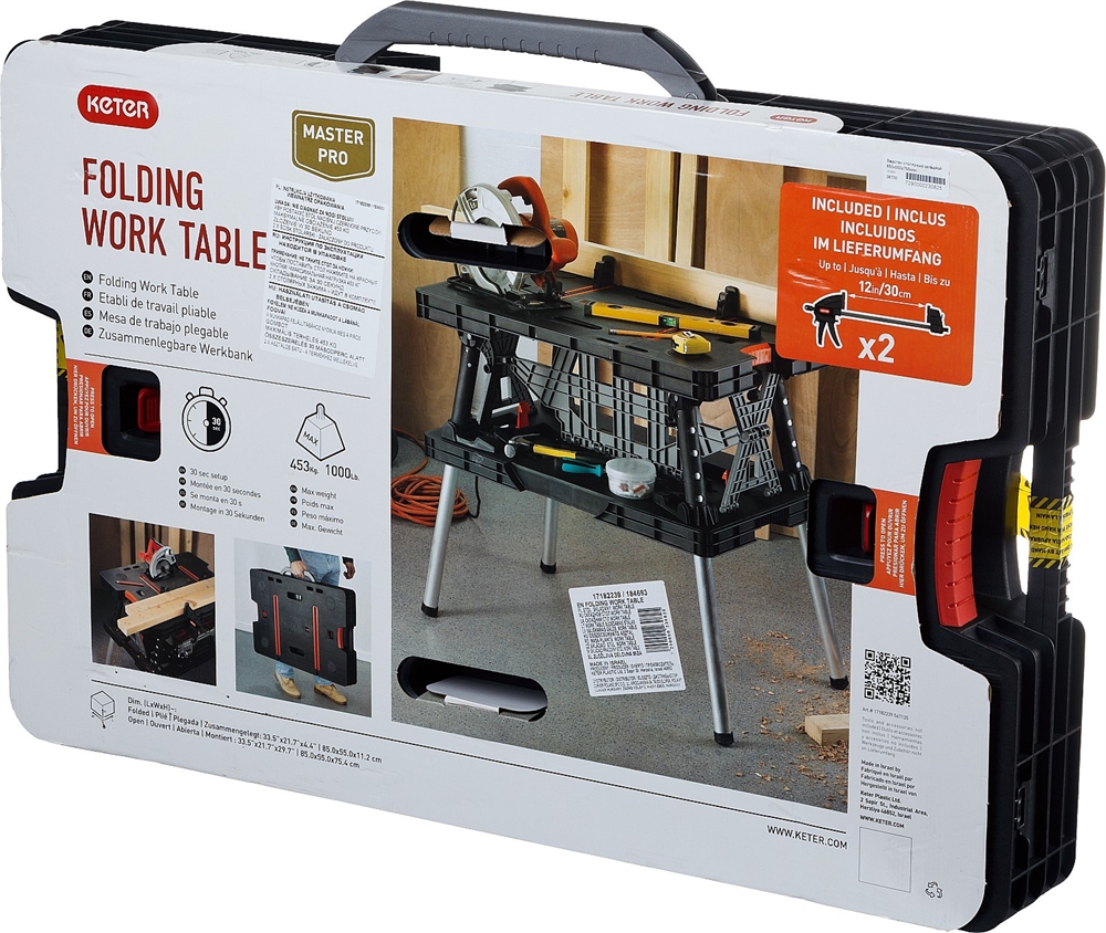 KETER  FOLDING, 850 х 550 х 755 мм, складной столярный верстак (38730) 38730