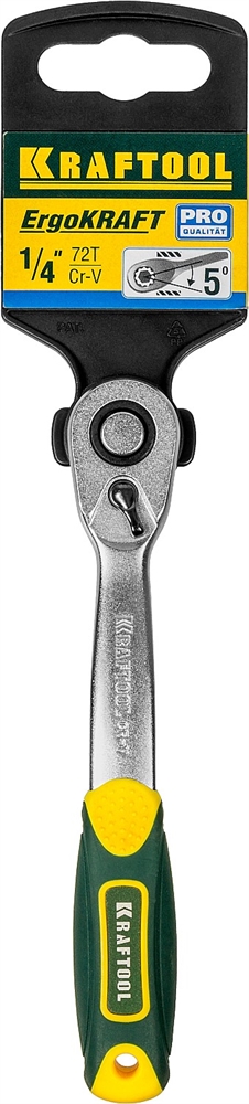 KRAFTOOL  1/4″, 72 зубца, изогнутая трещотка для торцовых головок, Pro (27795-1/4) 27795-1/4_z02