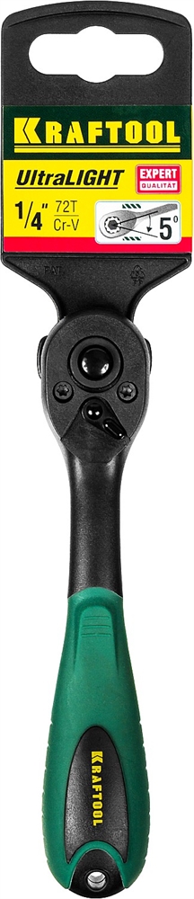 KRAFTOOL  1/4″, 72 зубца, пластиковое покрытие, трещотка для торцовых головок (27796-1/4) 27796-1/4_z02