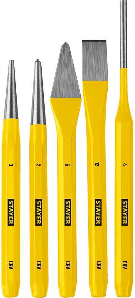 STAYER  Hercules, 5 предметов, набор зубил и кернеров в пластиковом держателе, Professional (21077-H5) 21077-H5