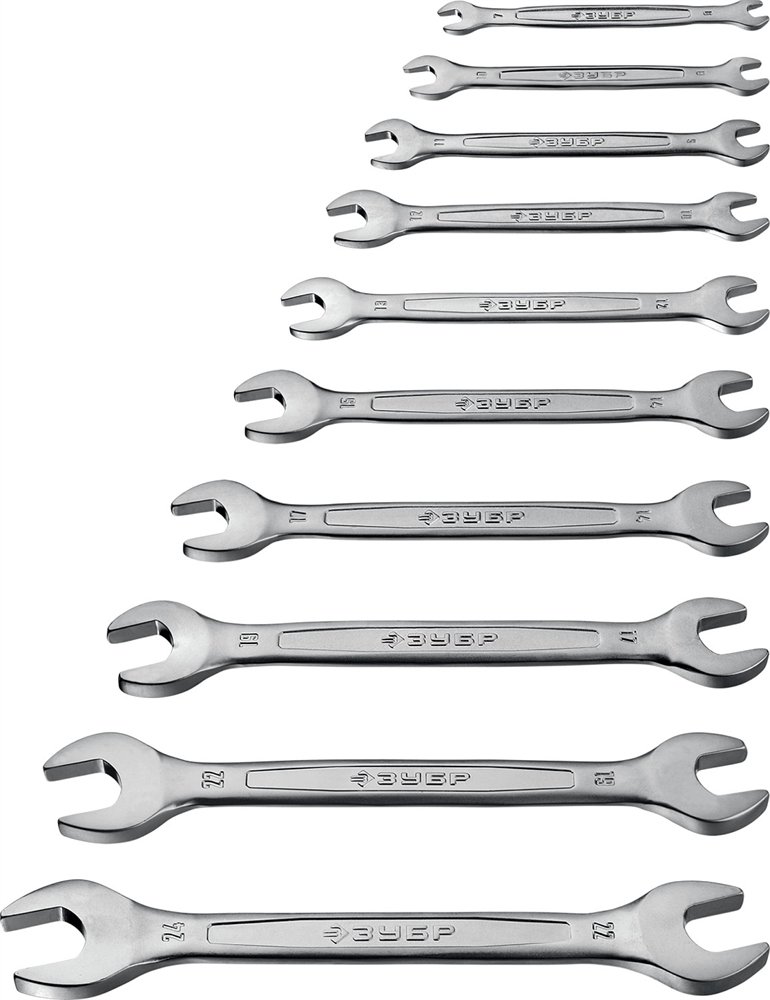 ЗУБР  10 шт, 6 - 24 мм, набор рожковых гаечных ключей, Профессионал (27010-H10) 27010-H10_z01