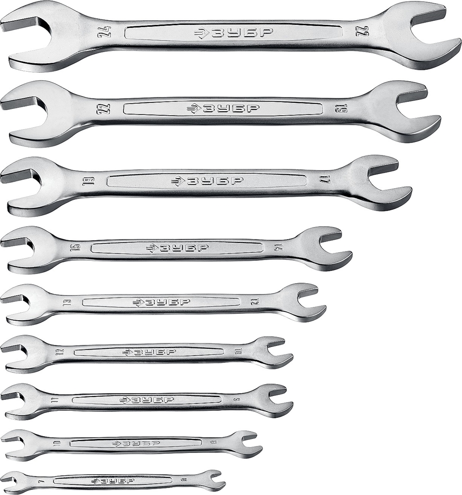 ЗУБР  8 шт, 6 - 24 мм, набор рожковых гаечных ключей, Профессионал (27010-H8) 27010-H8_z01