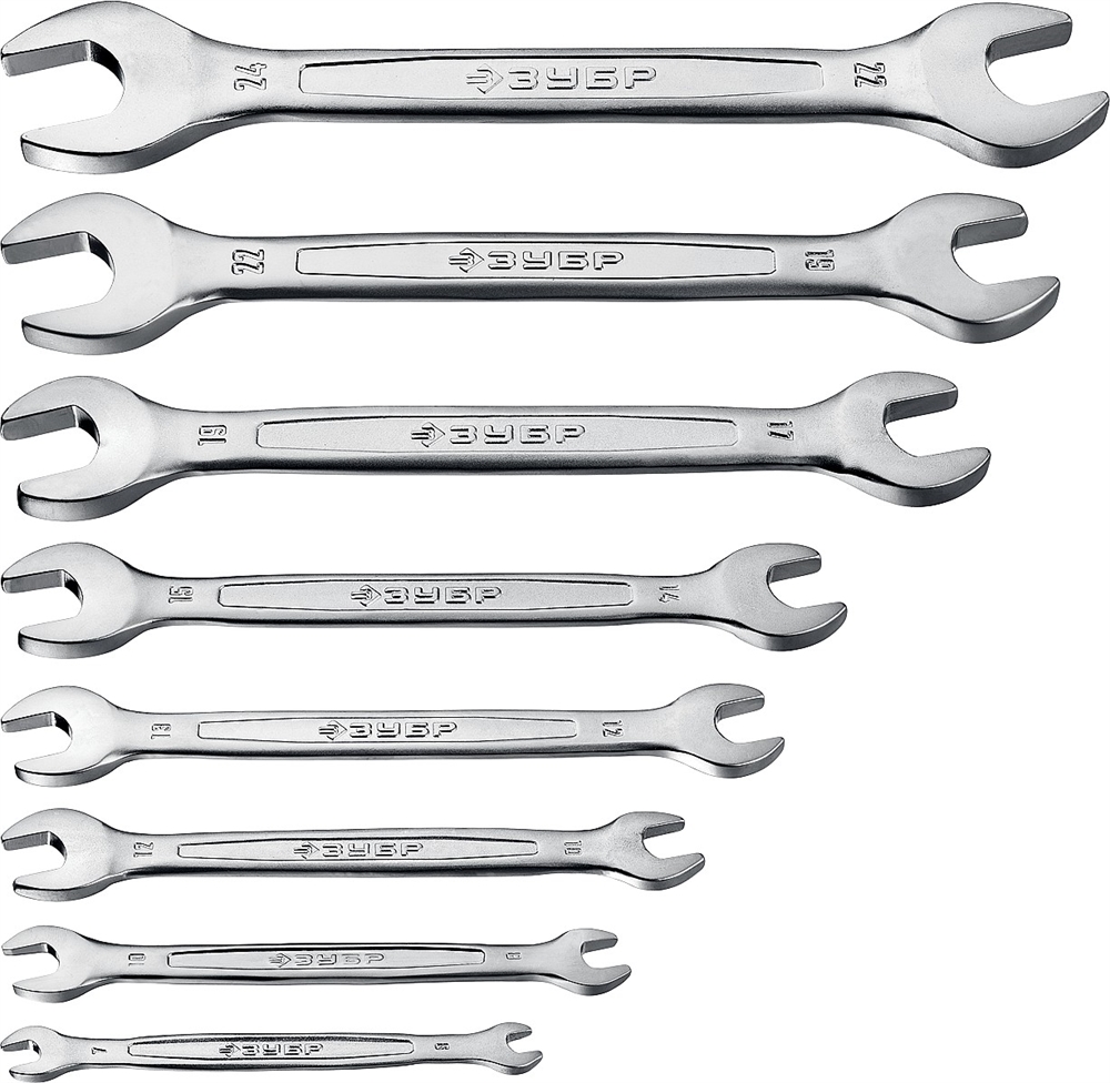 ЗУБР  8 шт, 6 - 24 мм, набор рожковых гаечных ключей, Профессионал (27011-H8) 27011-H8_z01