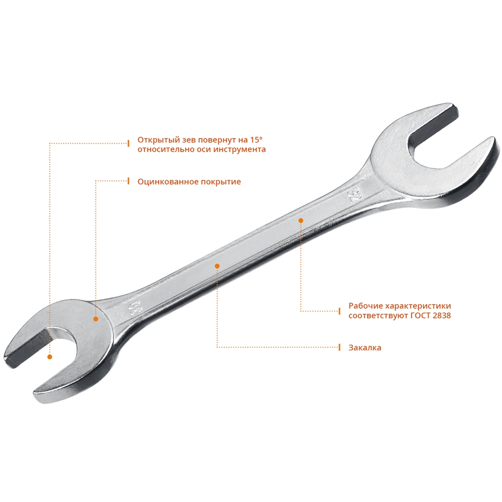 СИБИН  30 x 32 мм, рожковый гаечный ключ (27014-30-32) 27014-30-32