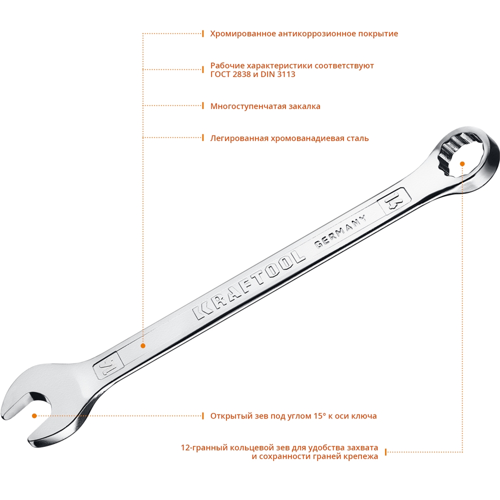 KRAFTOOL  14 мм, комбинированный гаечный ключ (27079-14) 27079-14_z01