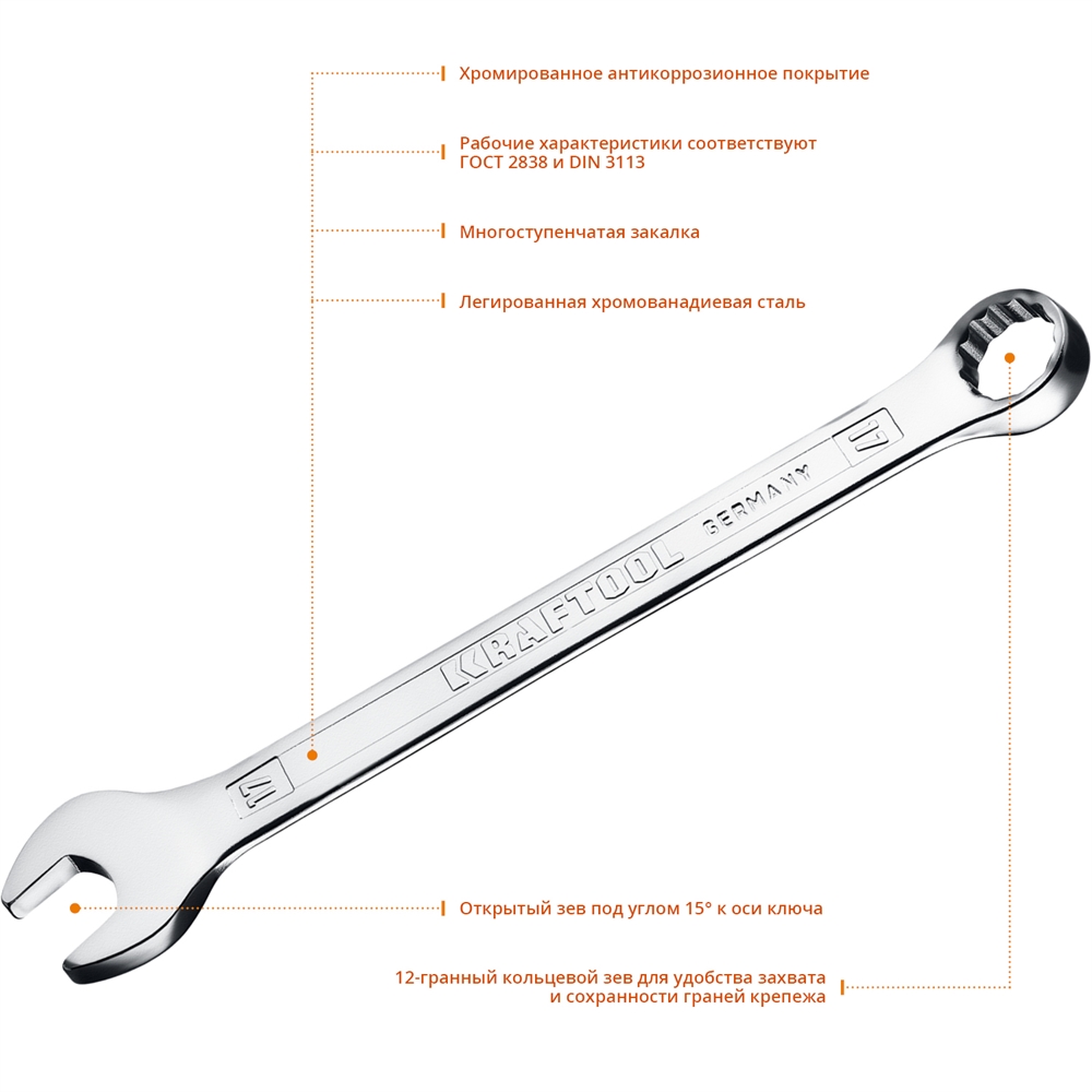 KRAFTOOL  17 мм, комбинированный гаечный ключ (27079-17) 27079-17_z01