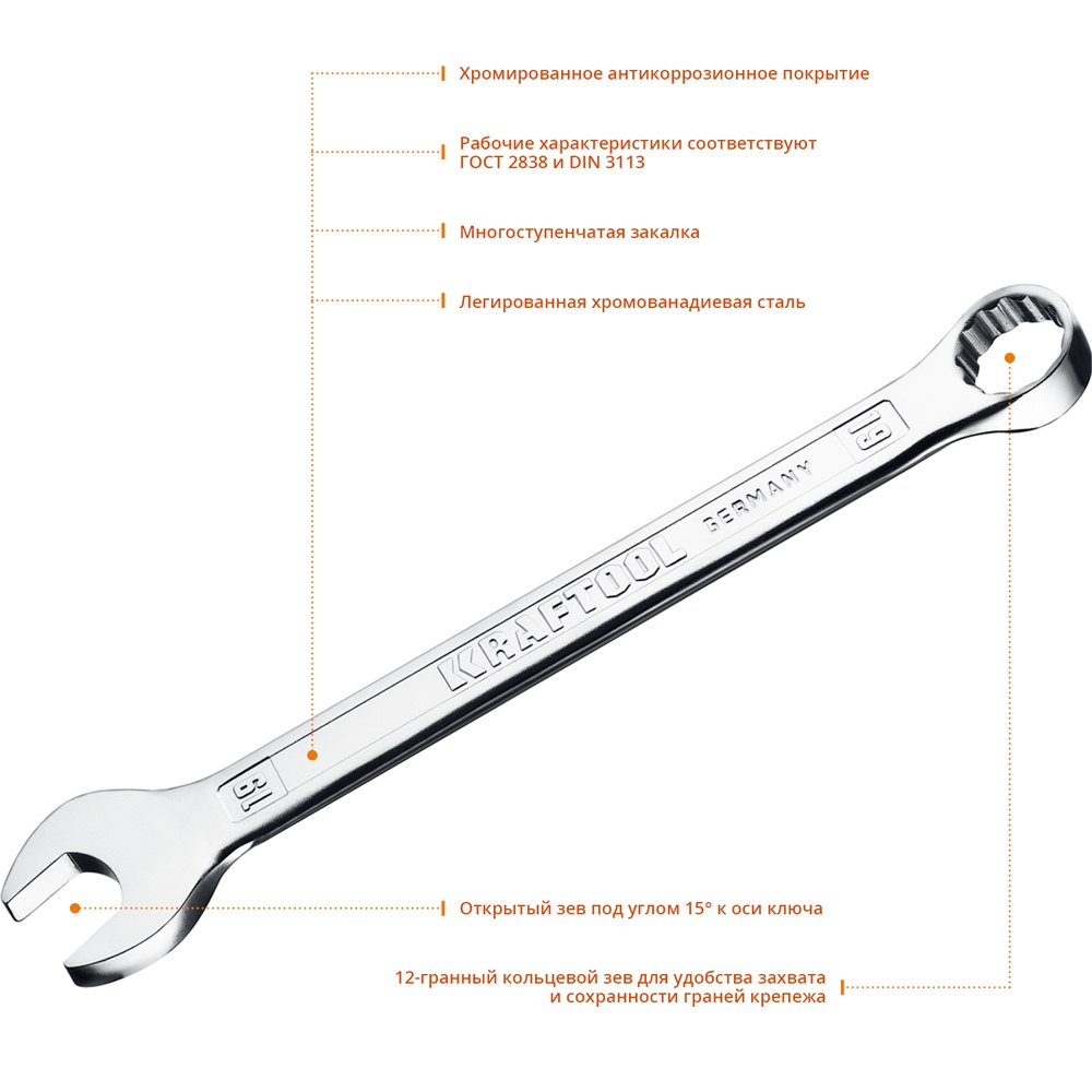 KRAFTOOL  19 мм, комбинированный гаечный ключ (27079-19) 27079-19_z01