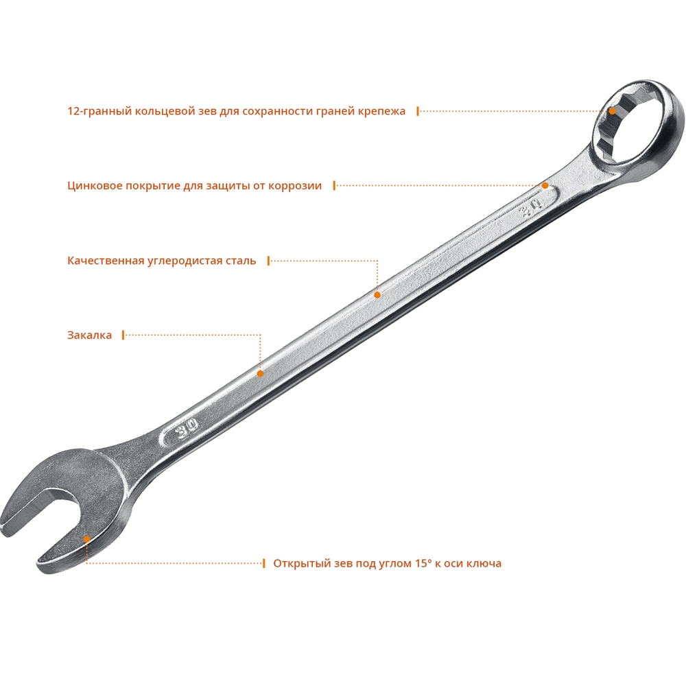 СИБИН  30 мм, комбинированный гаечный ключ (27089-30) 27089-30