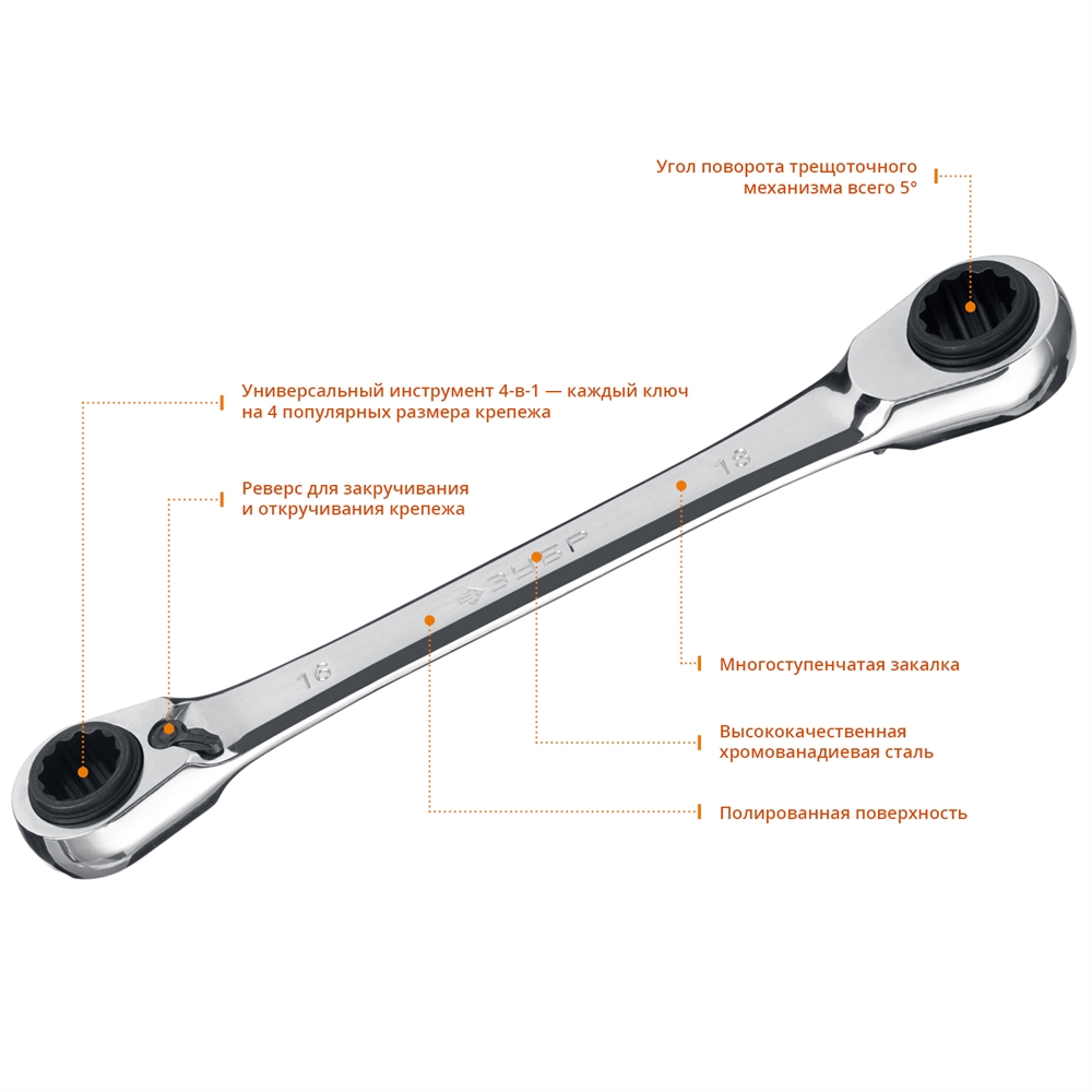 ЗУБР  3 шт, набор накидных трещоточных гаечных ключей, Профессионал (27105-H3) 27105-H3