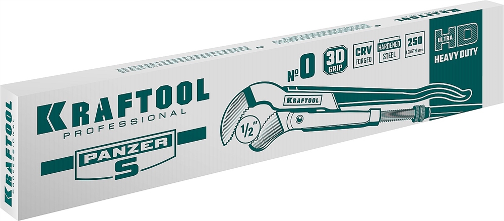 KRAFTOOL  PANZER-S, №0, 1/2″, 240 мм, трубный ключ с изогнутыми губками (2733-05) 2733-05_z02