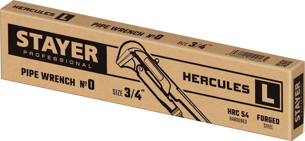 STAYER  Hercules-L, №0, 3/4″,280 мм, трубный ключ с прямыми губками (27331-0) 27331-0