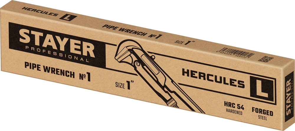 STAYER  Hercules-L, №1, 1″, 330 мм, трубный ключ с прямыми губками (27331-1) 27331-1
