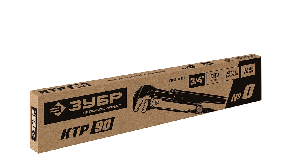 ЗУБР  КТР-90, №0, 3/4″, 280 мм, трубный ключ, Профессионал (27335-0) 27335-0_z02