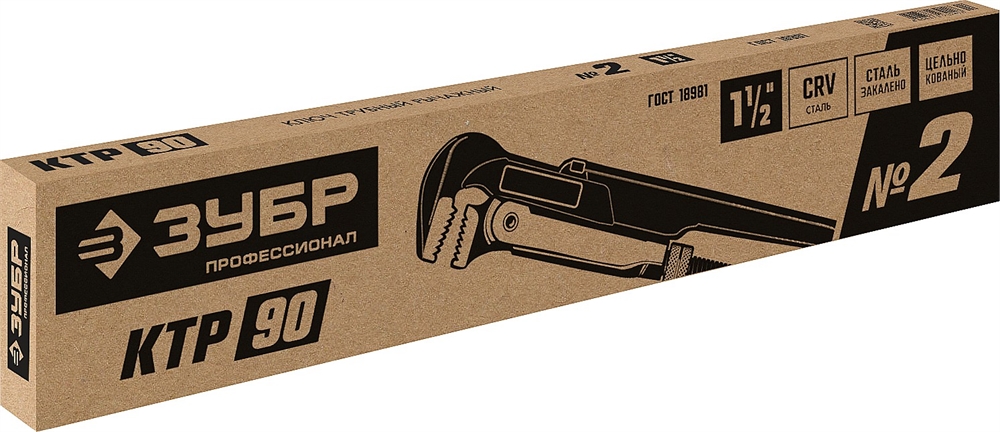 ЗУБР  КТР-90, №2, 1.5″, 440 мм, трубный ключ, Профессионал (27335-2) 27335-2_z02