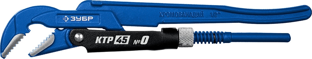 ЗУБР  КТР-45, №0, 1/2″, 330 мм, трубный ключ с изогнутыми губками, Профессионал (27337-0) 27337-0_z02