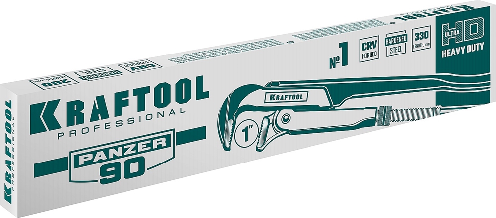 KRAFTOOL  PANZER-90, №1, 1″, 330 мм, трубный ключ с прямыми губками (2734-10) 2734-10_z02