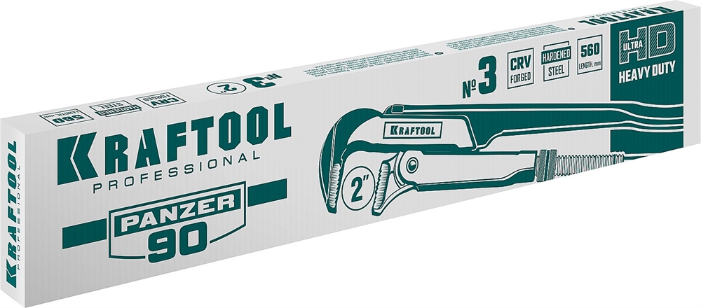 KRAFTOOL  PANZER-90, №3, 2″, 560 мм, трубный ключ с прямыми губками (2734-20) 2734-20_z02