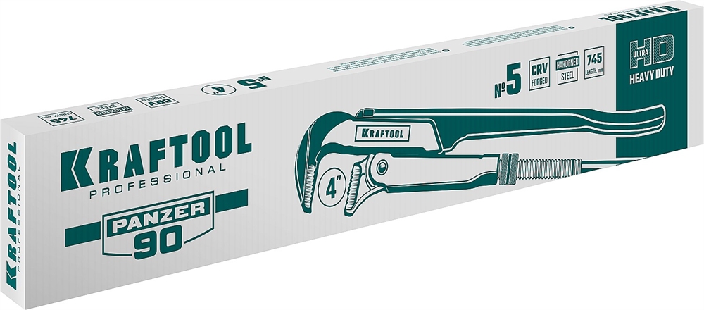 KRAFTOOL  PANZER-90, №5, 4″, 745 мм, трубный ключ с прямыми губками (2734-40) 2734-40_z02