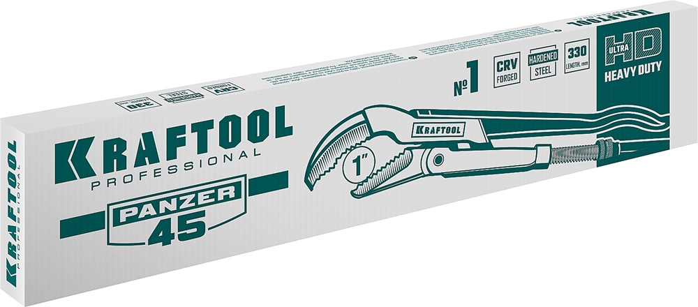 KRAFTOOL  PANZER-45, №1, 1″, 330 мм, трубный ключ с изогнутыми губками (2735-10) 2735-10_z02