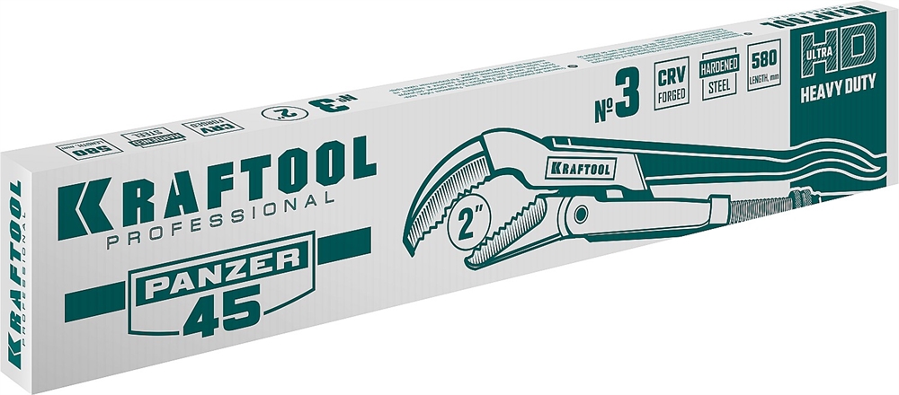 KRAFTOOL  PANZER-45, №3, 2″, 580 мм, трубный ключ с изогнутыми губками (2735-20) 2735-20_z02
