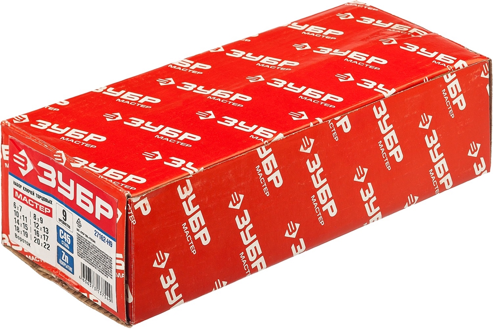 ЗУБР  9 предм., 6 - 22 мм, набор торцовых трубчатых ключей (27162-H9) 27162-H9