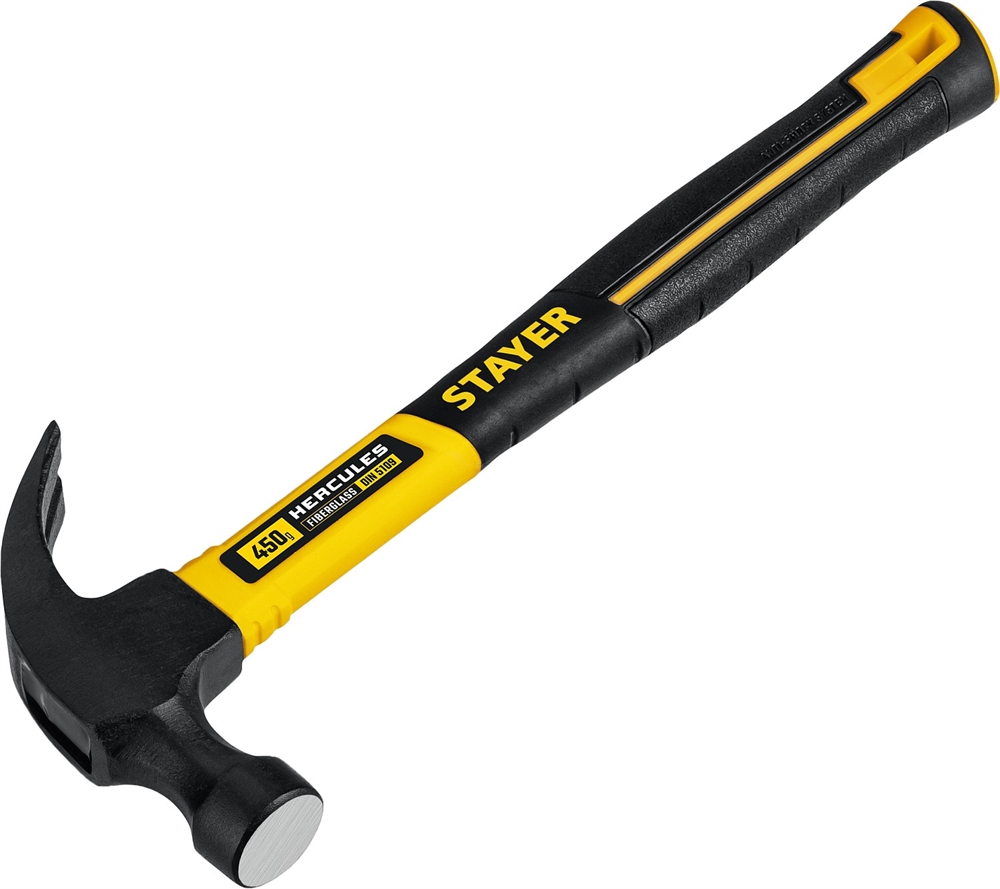 STAYER  Hercules, 450 г, молоток-гвоздодёр столярный с фиберглассовой рукояткой, Professional (2026-450) 2026-450_z02
