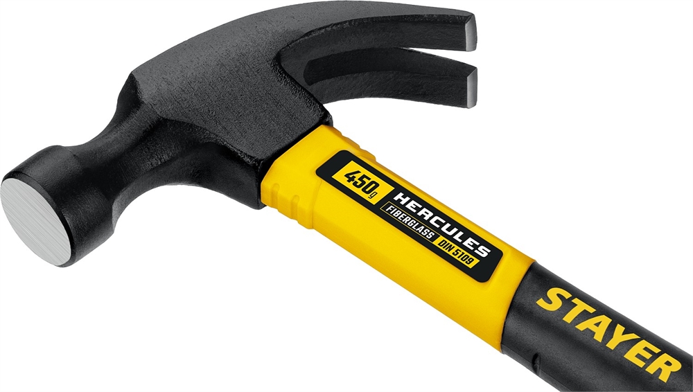 STAYER  Hercules, 450 г, молоток-гвоздодёр столярный с фиберглассовой рукояткой, Professional (2026-450) 2026-450_z02