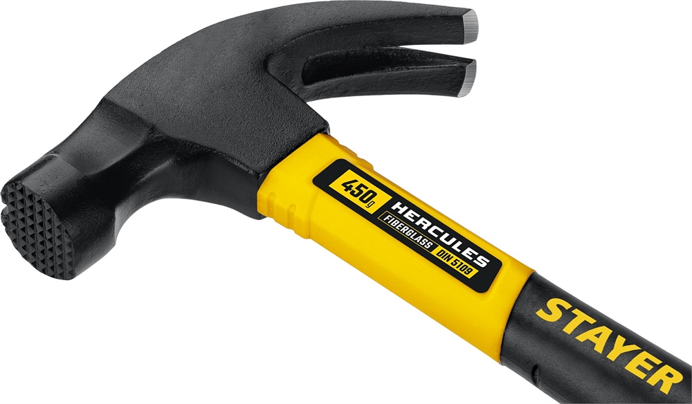 STAYER  Hercules-M, 450 г, молоток-гвоздодёр столярный с фиберглассовой рукояткой, Professional (2027-450) 2027-450_z01