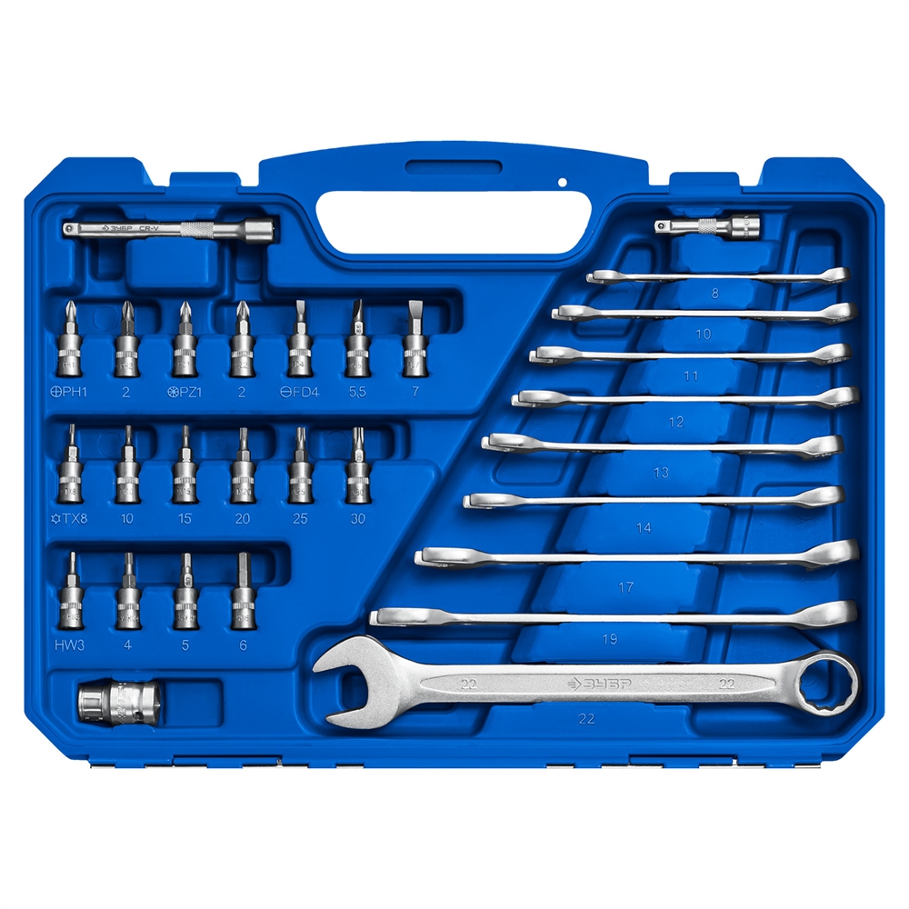 ЗУБР  А-82, 82 предм.,(1/2″ + 1/4″), универсальный набор инструмента, Профессионал (27635-H82) 27635-H82_z01