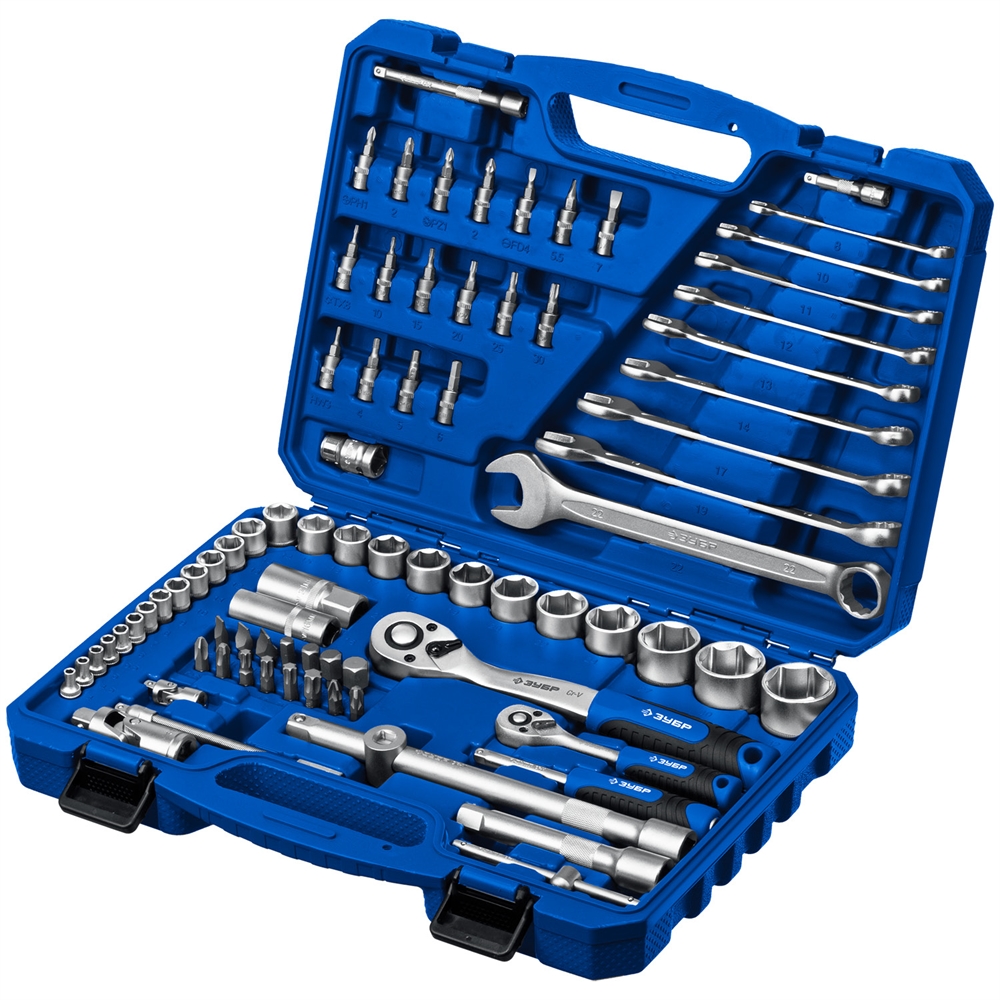 ЗУБР  А-82, 82 предм.,(1/2″ + 1/4″), универсальный набор инструмента, Профессионал (27635-H82) 27635-H82_z01