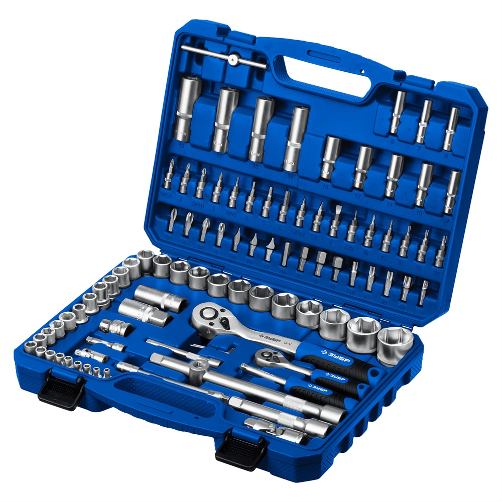 ЗУБР  А-94, 94 предм., (1/2″ + 1/4″), универсальный набор инструмента, Профессионал (27635-H94) 27635-H94_z01