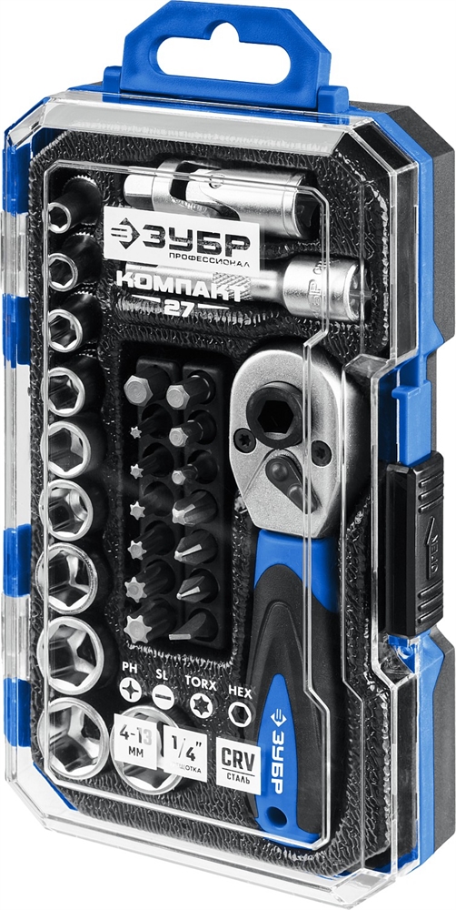 ЗУБР  Компакт-27, 27 предм., универсальный набор инструмента, Профессионал (27642-H27) 27642-H27_z01